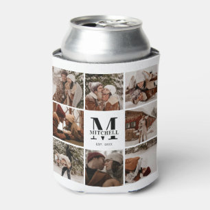 Modern Black and White Photo Collage Keepsake Can Cooler