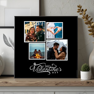 Modern Black and White Photo Collage Valentines Ceramic Tile