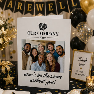 Modern Black and White Photo Farewell Retirement Card