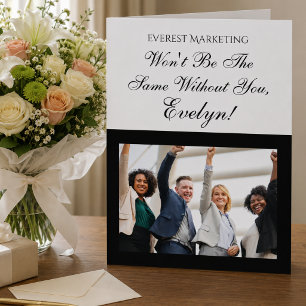Modern Black and White Photo Farewell Retirement Card