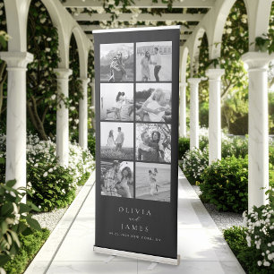 Modern Black and White Photo Gallery Wedding Retractable Banner