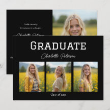 Modern Black and White Photo Grad Announcement