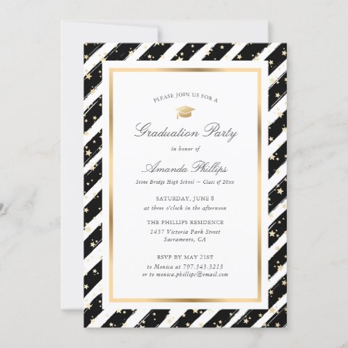 Modern Black and White Photo Graduation Party Invitation