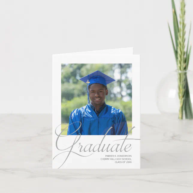 Modern Black and White Photo Graduation Party Invitation | Zazzle