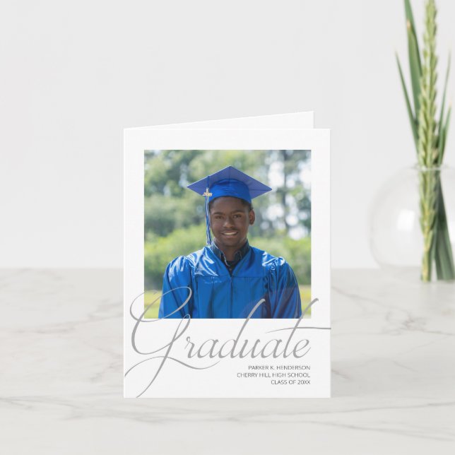 Modern Black and White Photo Graduation Party Invitation (Front)