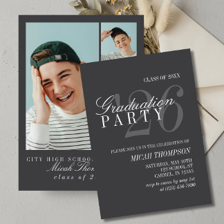 Modern Black and White Photo Graduation Party Invitation