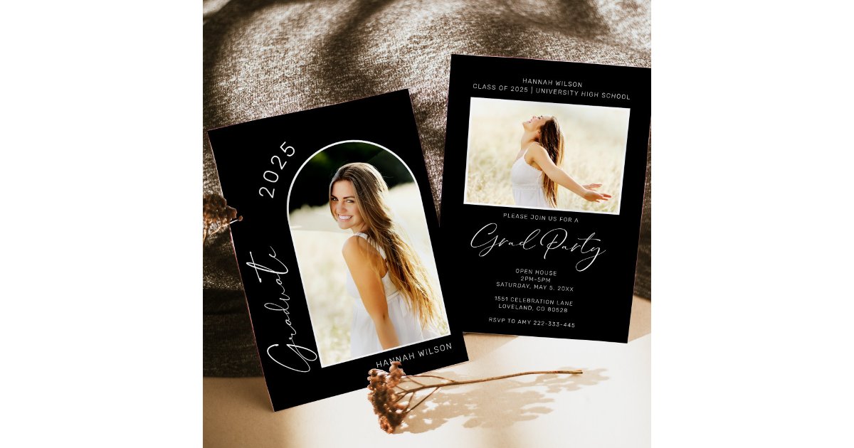 Modern Black and White Photo Graduation Party Invitation | Zazzle
