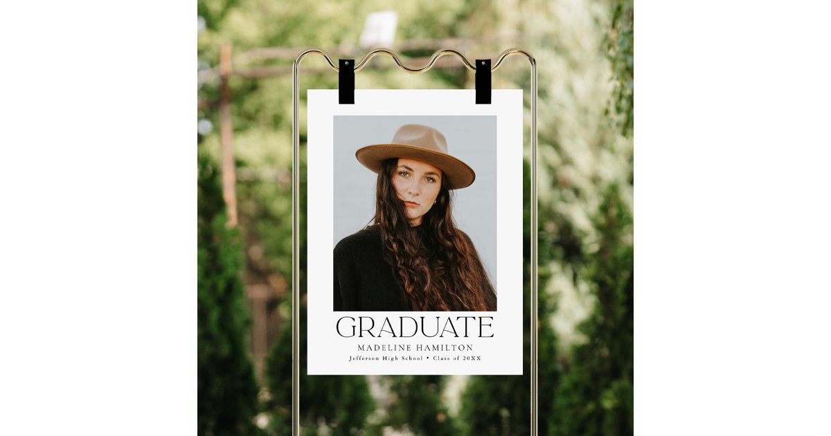 Modern Black and White Photo Graduation Party Sign | Zazzle