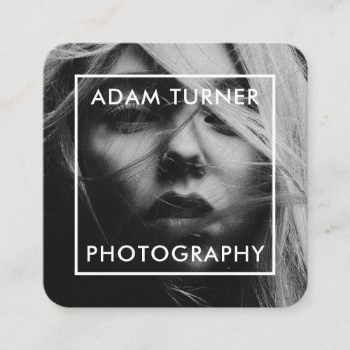 Modern black and white photo minimal photography square business card