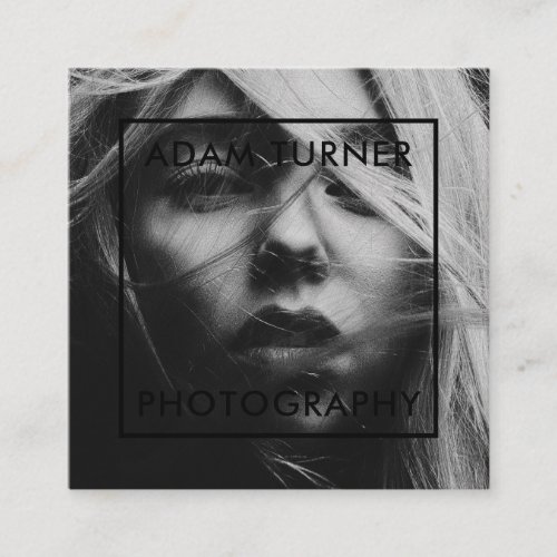 Modern black and white photo minimal photography square business card