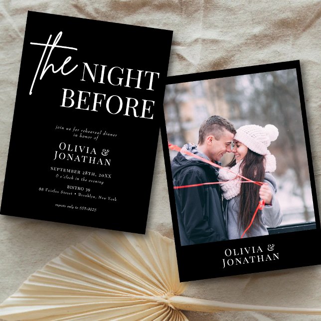 Modern Black and White Photo Rehearsal Dinner Invitation (Creator Uploaded)