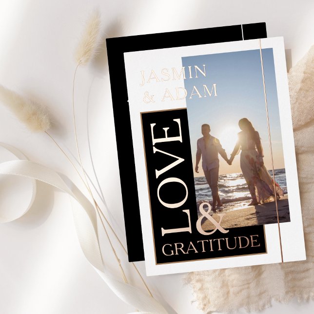 Modern Black and White Photo Rose Foil Wedding Invitation (Creator Uploaded)