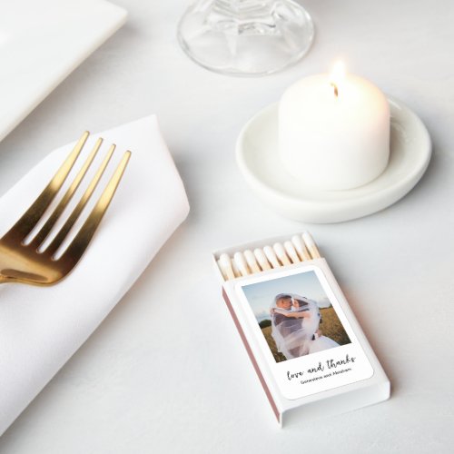 Modern Black and White Photo Simple Wedding Matchboxes