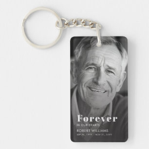 Modern Black and White Photo Sympathy Memorial Keychain