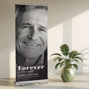 Modern Black and White Photo Sympathy Memorial Retractable Banner