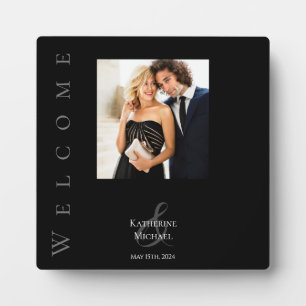 Modern Black and White-Photo Wedding-Table Sign- Plaque