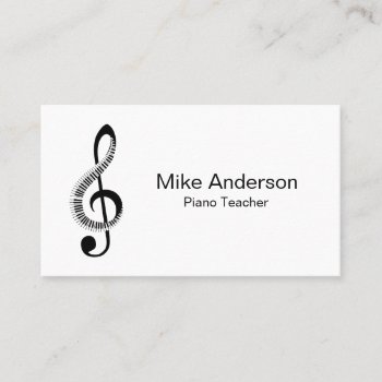 Modern Black And White Piano Teacher Business Card by AndreeaEremiaDesign at Zazzle