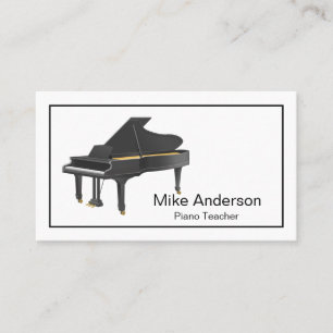 Modern Black and White Piano Teacher Business Card