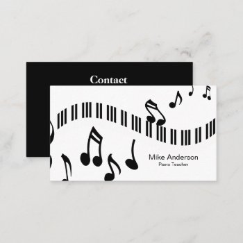 Modern Black And White Piano Teacher Business Card by AndreeaEremiaDesign at Zazzle