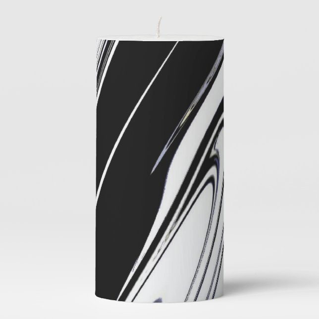 Modern Black and White Pillar Candle (Front)