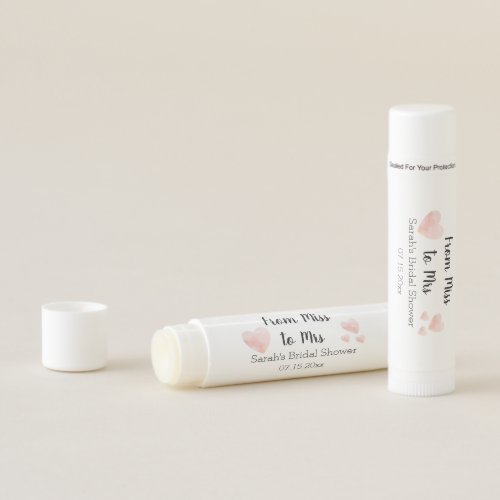 Modern Black and White Pink Hearts Bridal Shower Lip Balm