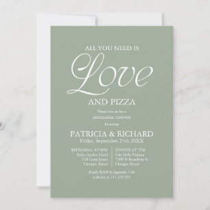 Modern Black and White Pizza Wedding Rehearsal Invitation