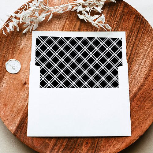 Modern Black and White Plaid Pattern Envelope Liner