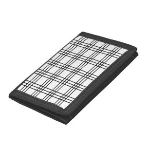 Modern Black and White Plaid Tartan Trifold Wallet
