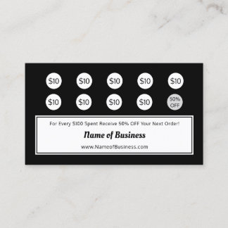 Modern Black and White Plain Loyalty Rewards Card