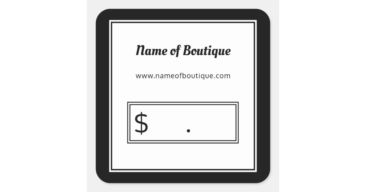 Modern Black and White Plain Retail Price Tags Zazzle