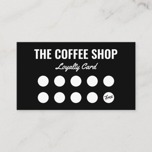Modern black and white plain simple coffee shop loyalty card
