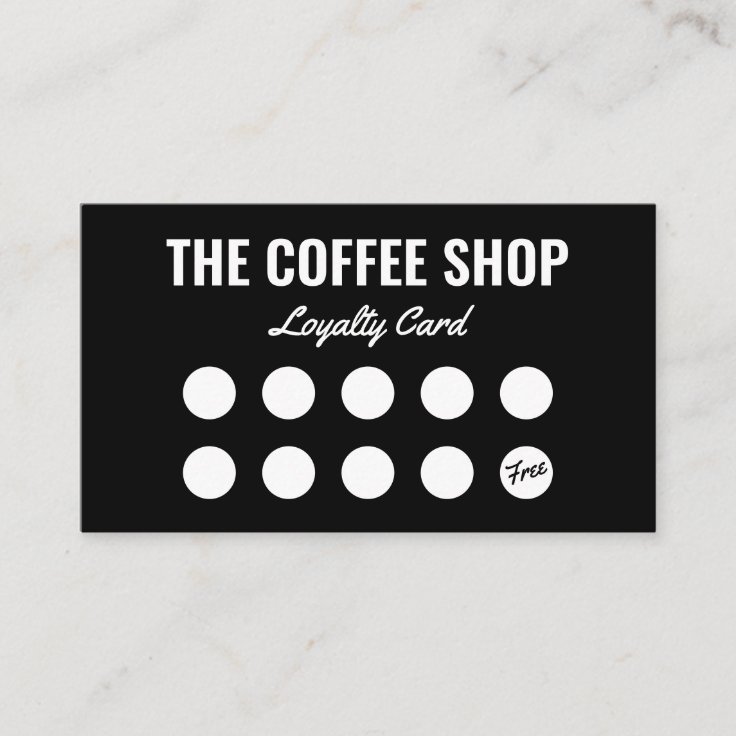 Modern black and white plain simple coffee shop loyalty card | Zazzle