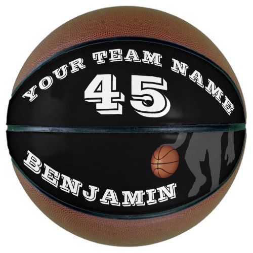 Modern Black and White Player Team Name Number Basketball