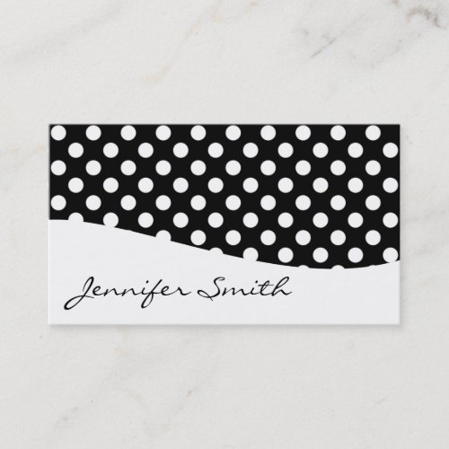 Modern Black and White Polka Dot Business Cards