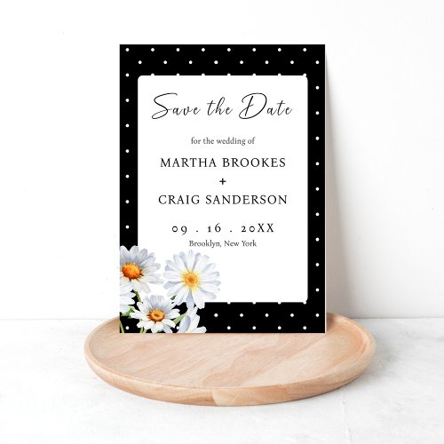 Modern Black and White Polka Dot Floral Save The D Save The Date