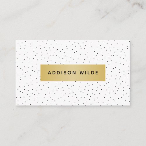Modern Black And White Polka Dot Pattern Chic Gold Business Card
