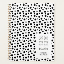 Modern Black And White Polka Dot Personalized