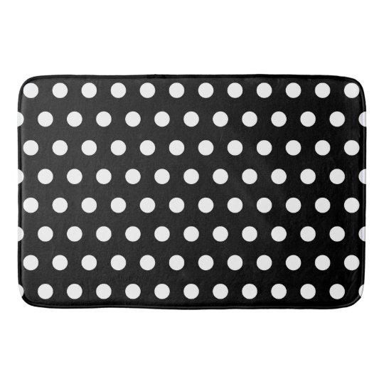Modern Black and White Polka Dots Bath Mat