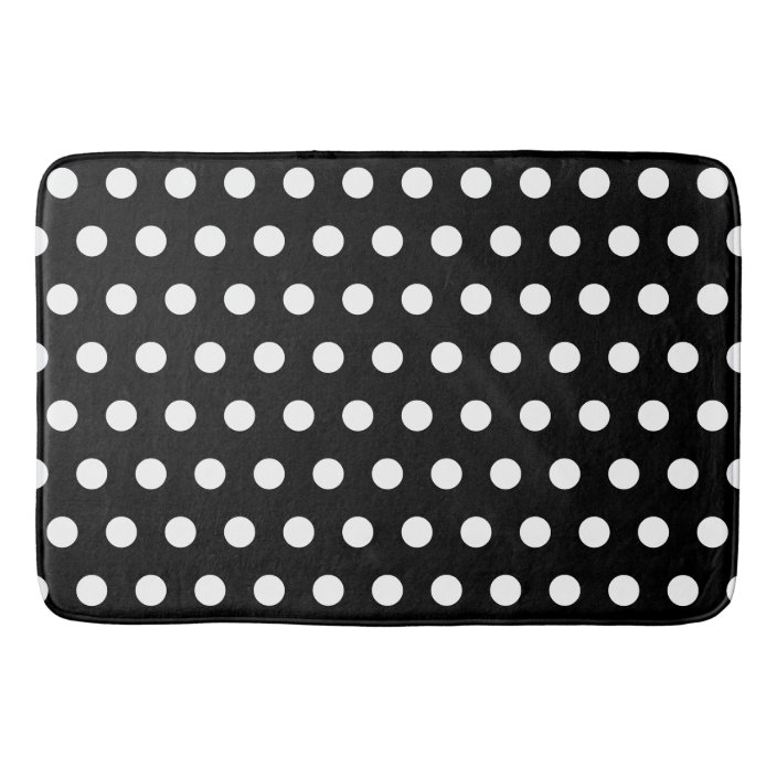 Modern Black and White Polka Dots Bath Mat