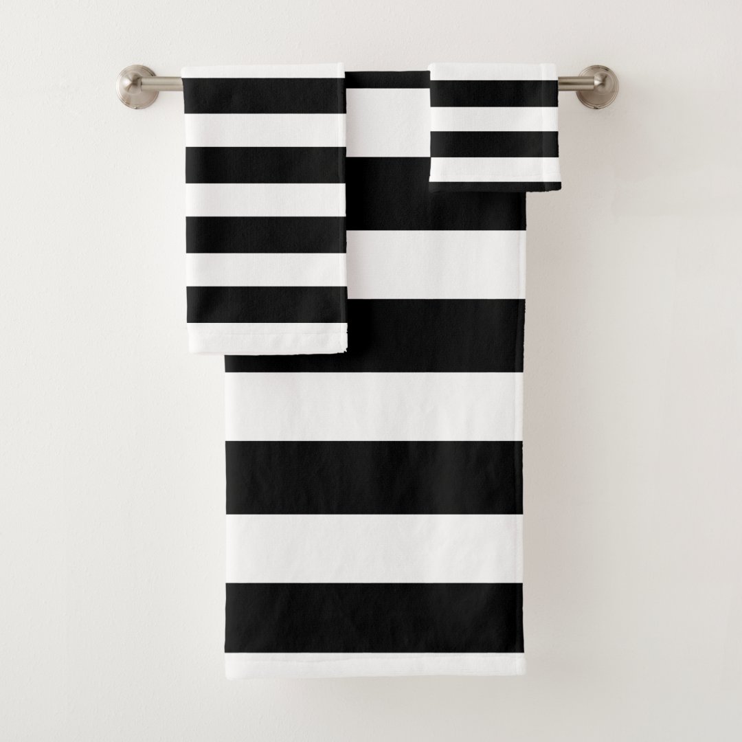 Modern Black and White Polka Dots Bath Towel Set Zazzle