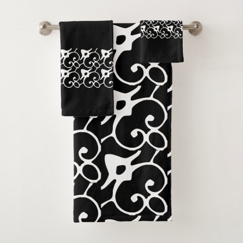 Modern Black and White Polka Dots Bath Towel Set