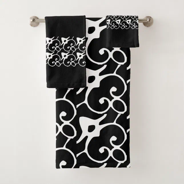 Modern Black and White Polka Dots Bath Towel Set Zazzle