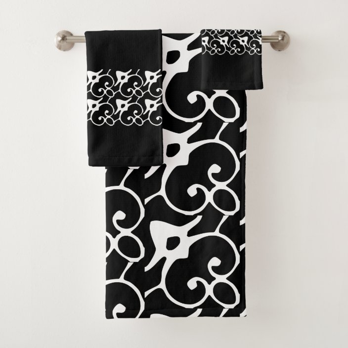 Modern Black and White Polka Dots Bath Towel Set Zazzle