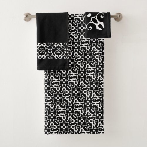 Modern Black and White Polka Dots Bath Towel Set