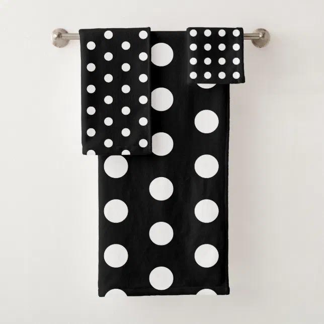 Modern Black and White Polka Dots Bath Towel Set Zazzle