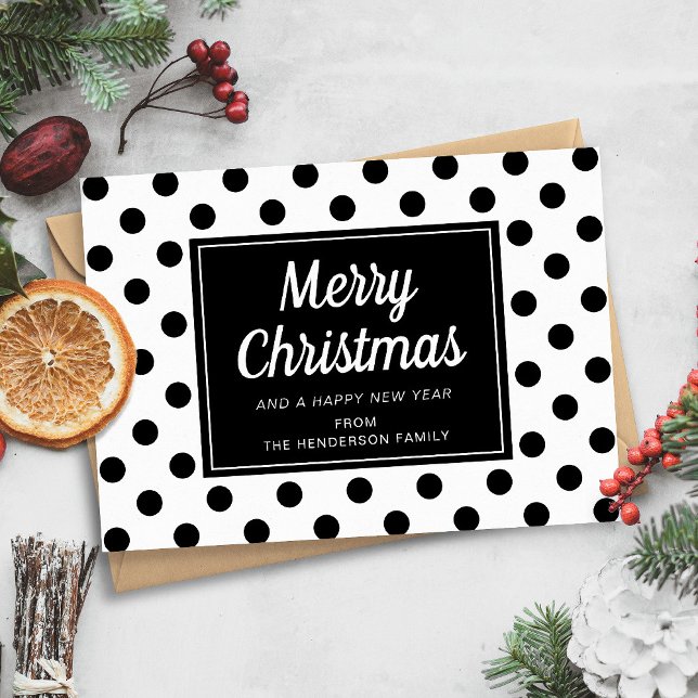 Modern Black And White Polka Dots Christmas Photo Holiday Card (Modern Black And White Polka Dots Christmas Photo Holiday Card)