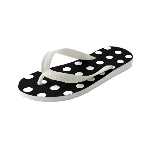 Modern Black and White Polka Dots Kid's Flip Flops | Zazzle