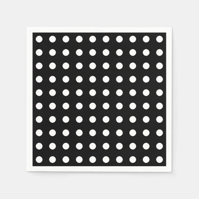 Modern black and white polka dots party napkins (Front)