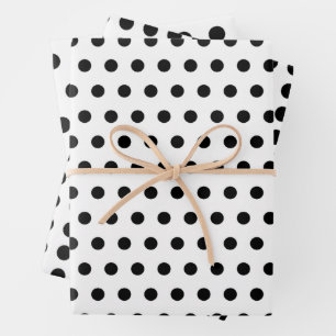 Modern Black and White Polka Dots Patterned Wrapping Paper Sheets