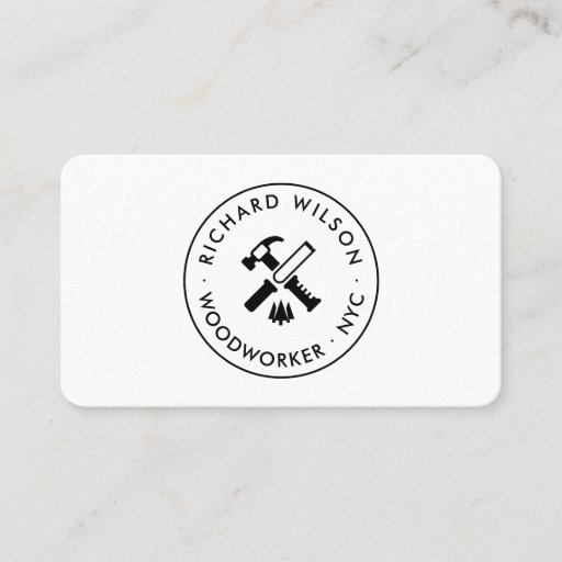 Customizable Modern black and white professional carpenter logo business card